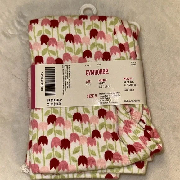 NWT VINTAFE GYMBOREE TIP TOE TULIPS LEGGINGS PANTS SIZE 5 NEW HTF - Picture 2 of 2